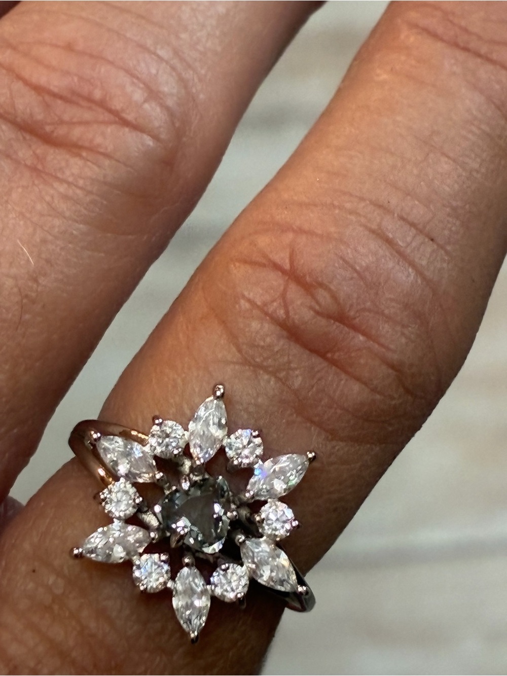 White Floral Cubic Zirconia Cluster Ring - Women Jewelry
